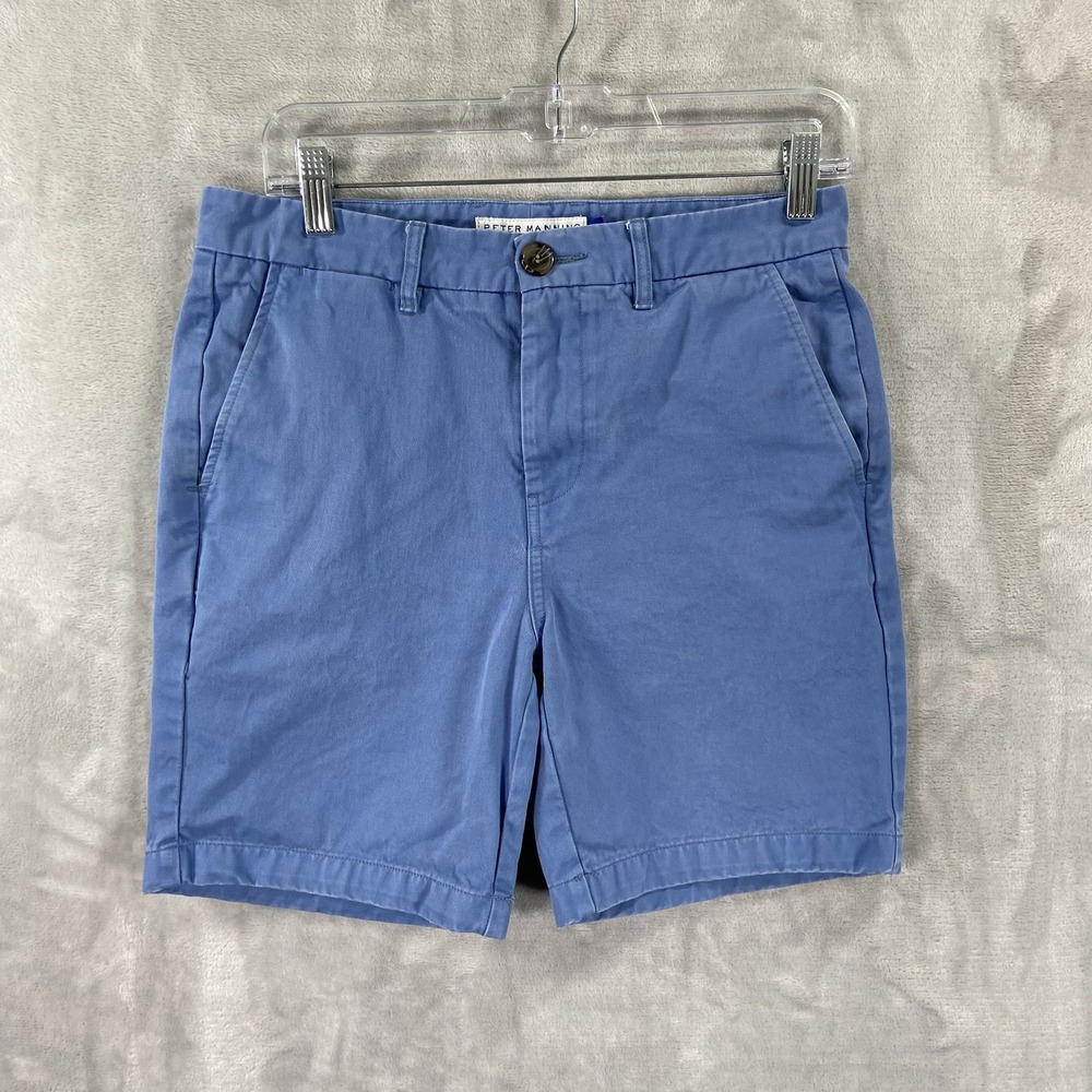 Peter Manning NYC Shorts men's 29 Chino 7" Inseam Blue Flat Front Casual Cotton